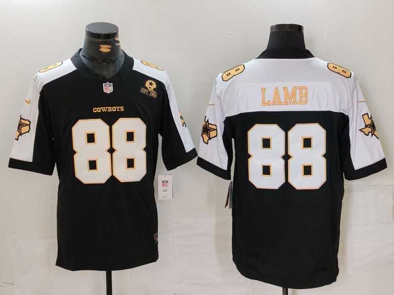 Men%27s Dallas Cowboys #88 CeeDee Lamb Blue Gold Name Thanksgiving FUSE Vapor Limited Stitched Jersey
